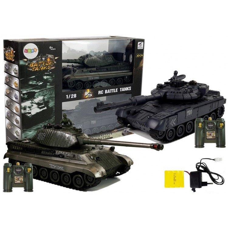 Sada vzájomne tankov T-90 a Tiger 103 1:28 RC RTR - zelený, čierny